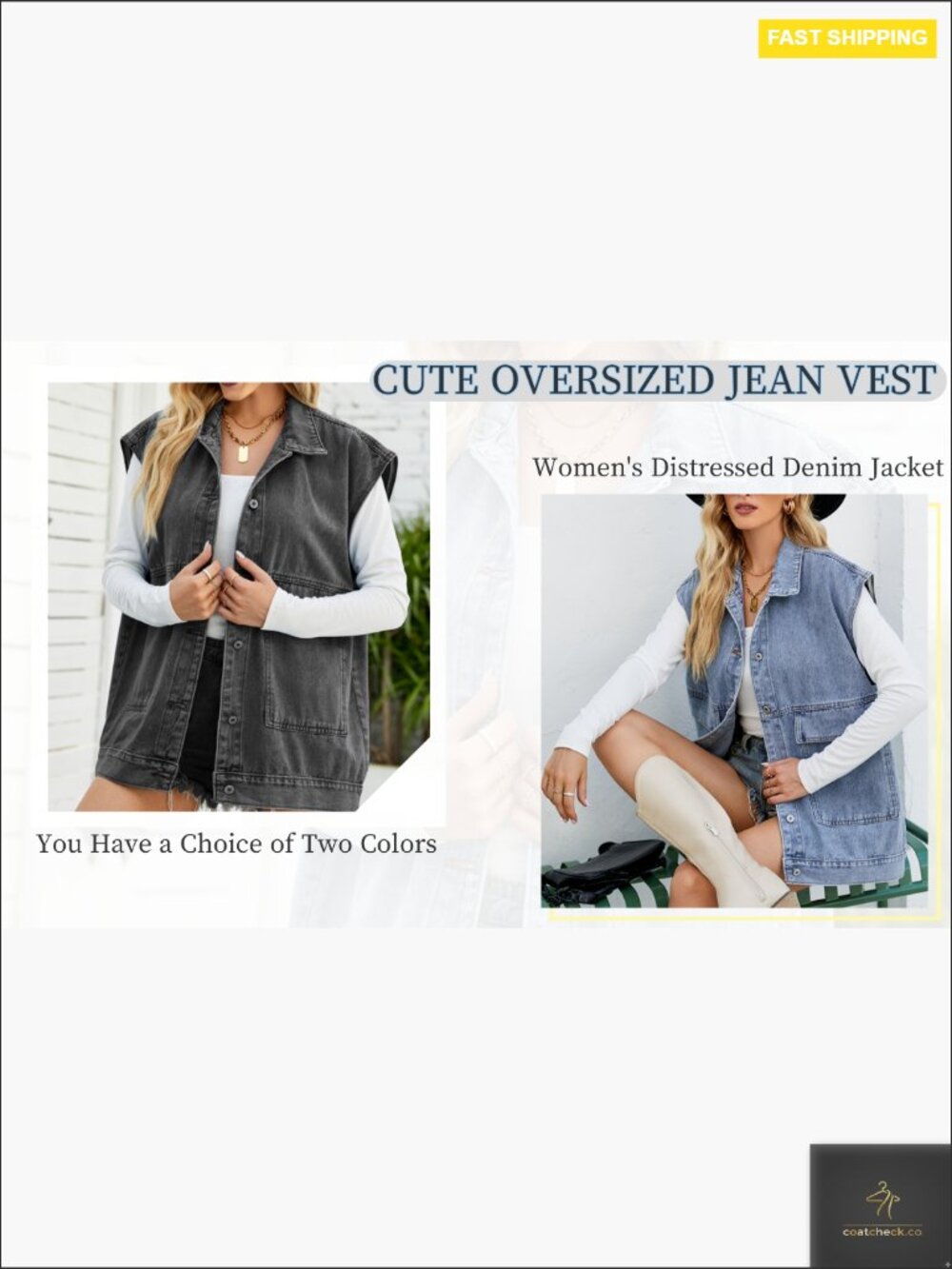 Oversized Mid Long Denim Vest Button Down Sleeveless Jean Waistcoat Classic - Picture 7 of 7